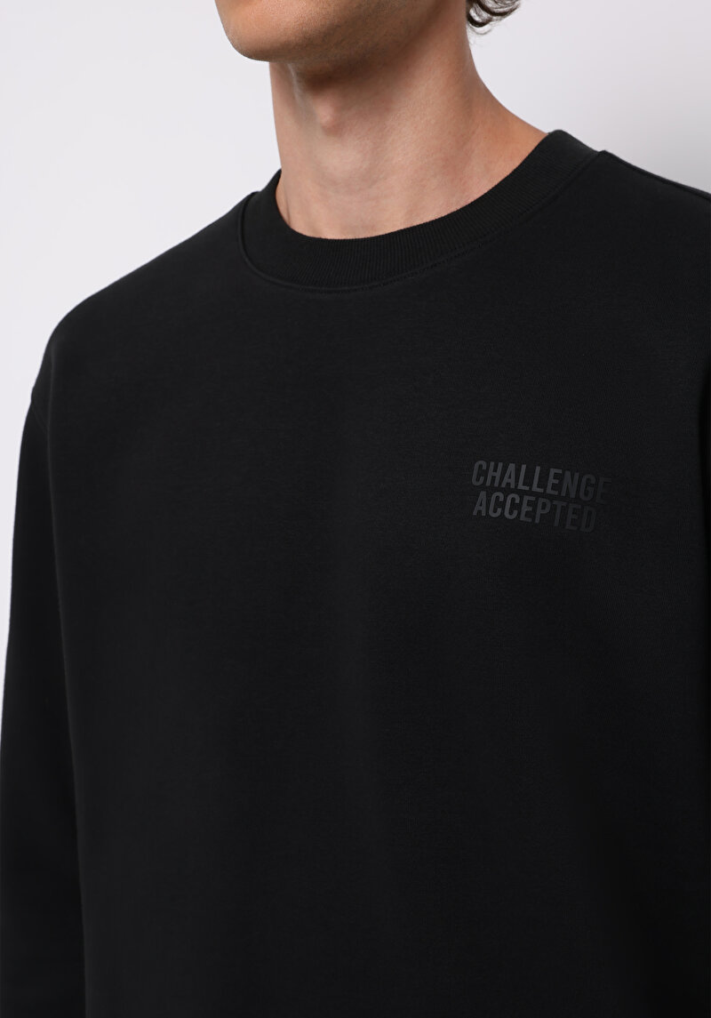 Comfort Fit Erkek Siyah Sweatshirt