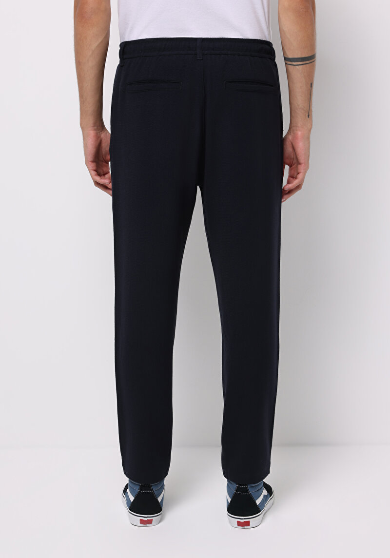 Regular Fit Orta Bel Düz Paça Erkek Lacivert Pantolon