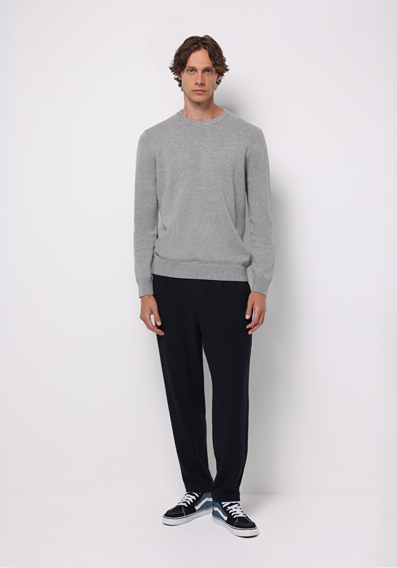 Regular Fit Orta Bel Düz Paça Erkek Lacivert Pantolon