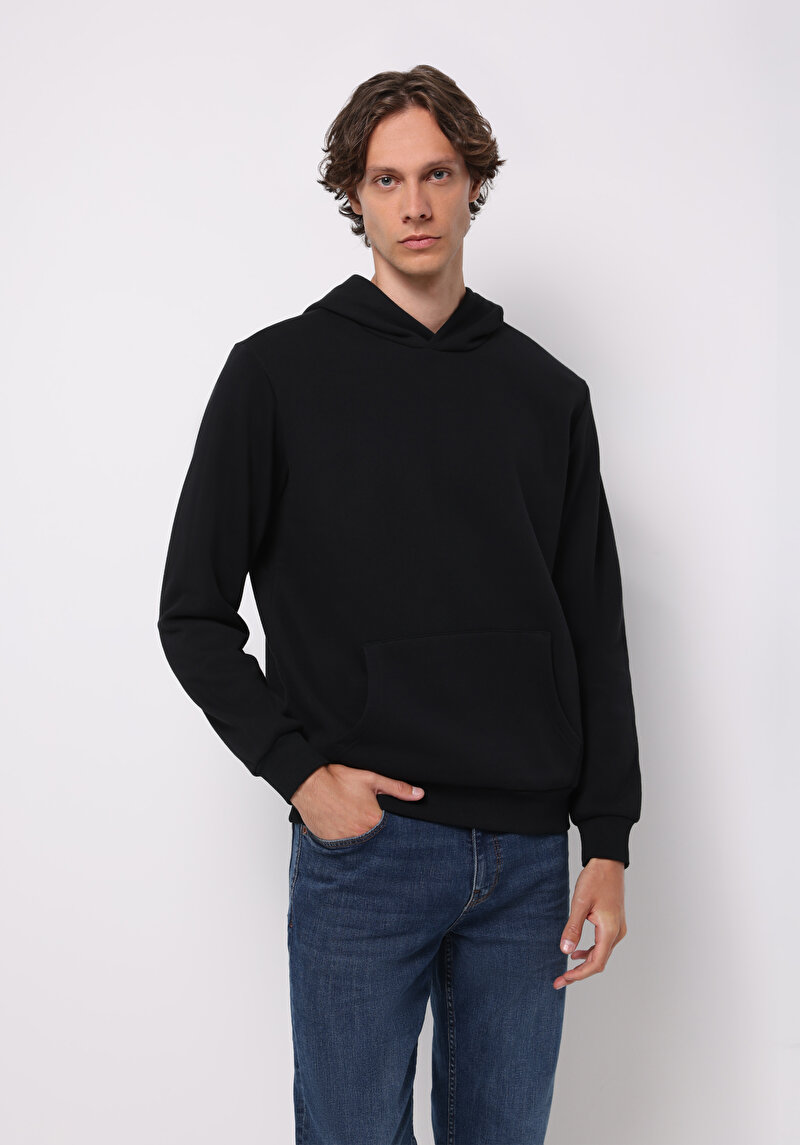 Regular Fit   Erkek Siyah Sweatshirt