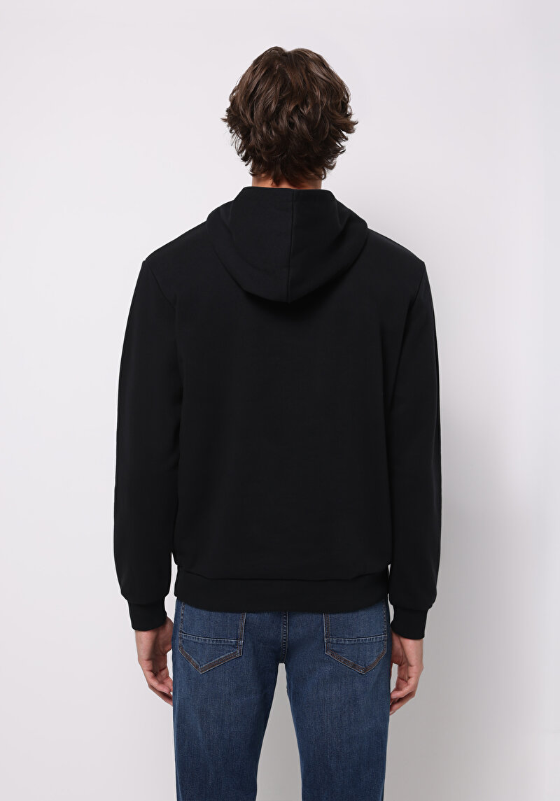 Regular Fit Erkek Siyah Sweatshirt