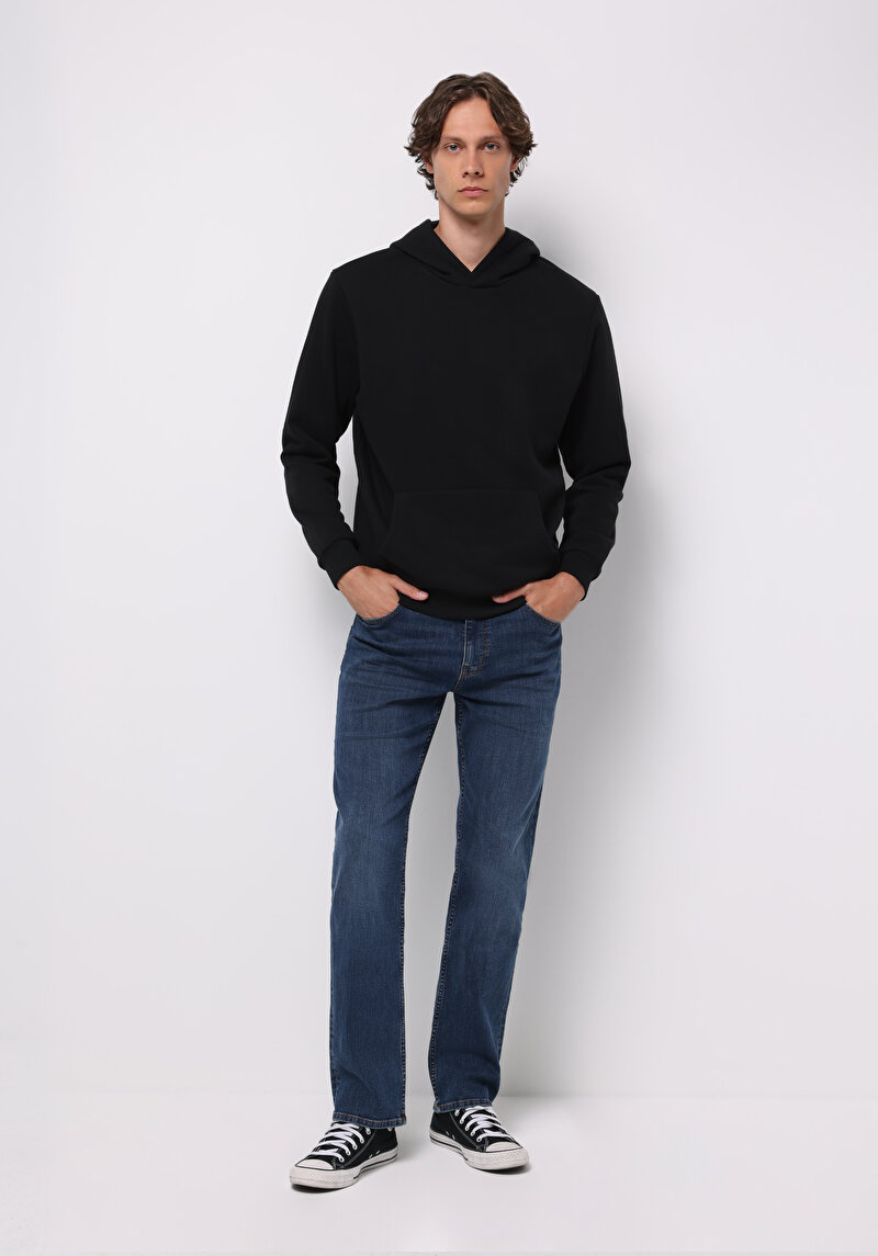 Regular Fit Erkek Siyah Sweatshirt