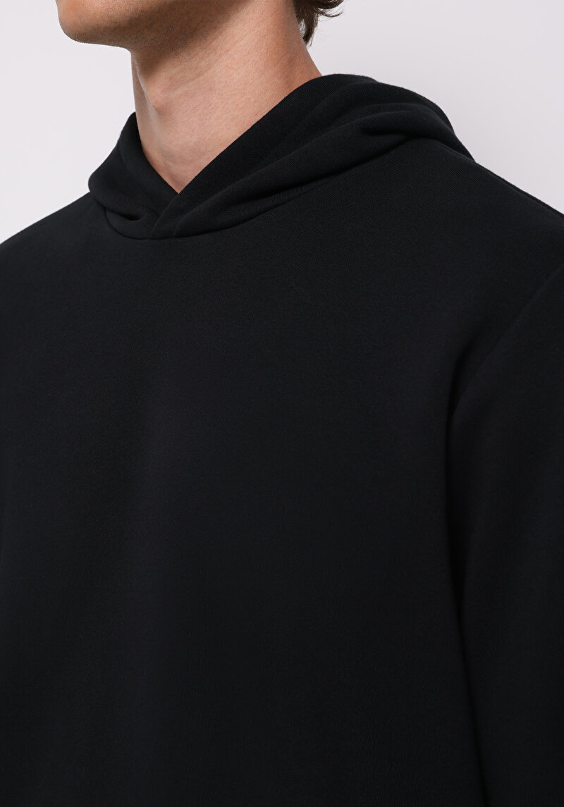 Regular Fit Erkek Siyah Sweatshirt