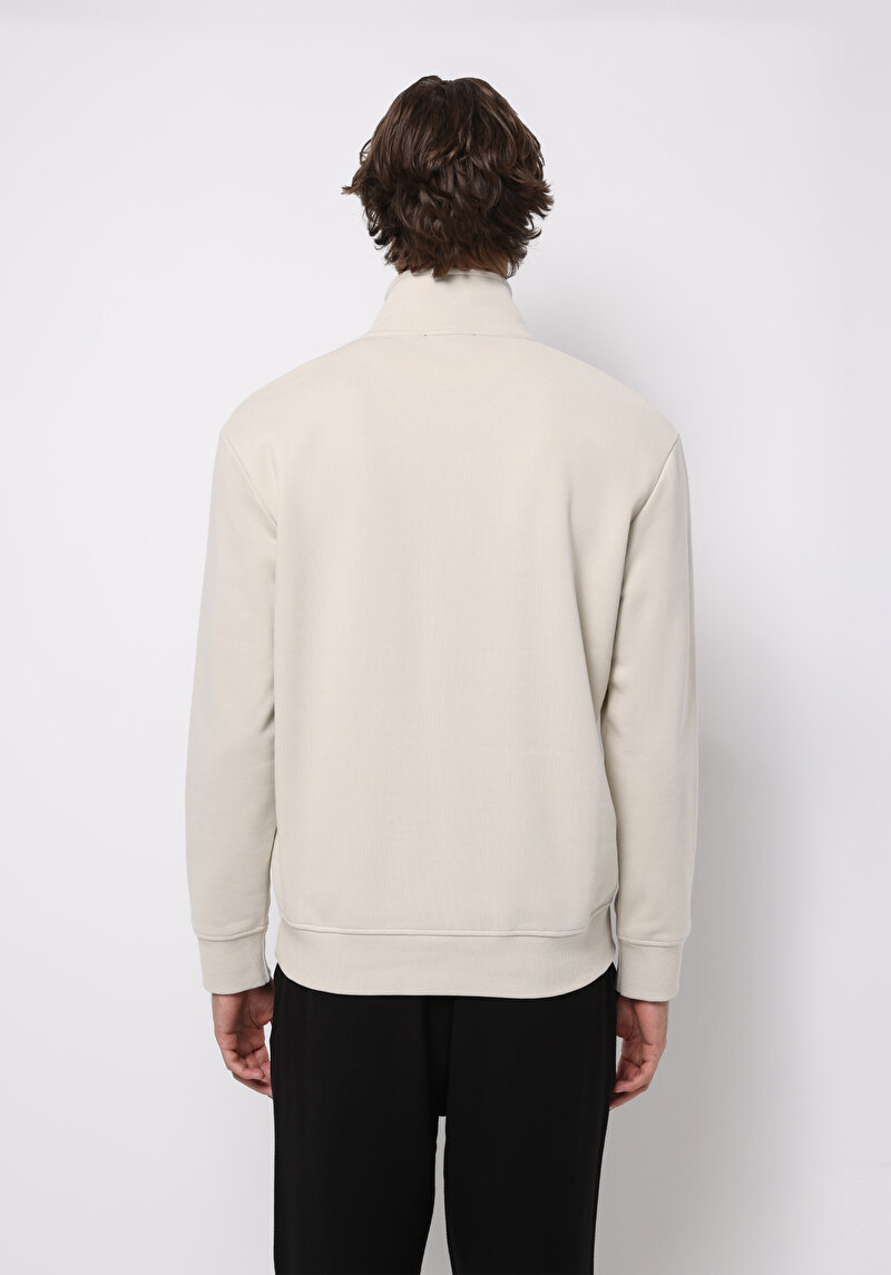 Comfort Fit Erkek Taş Sweatshirt