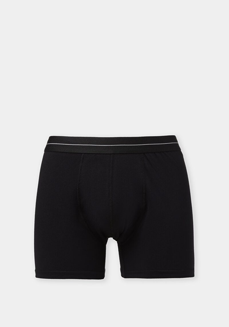 Modern Fit Baskılı Erkek Siyah Boxer