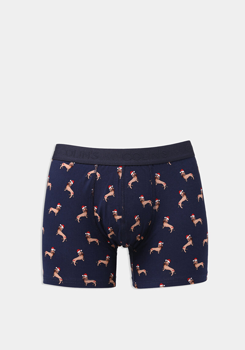 Modern Fit Baskılı Erkek Siyah Boxer