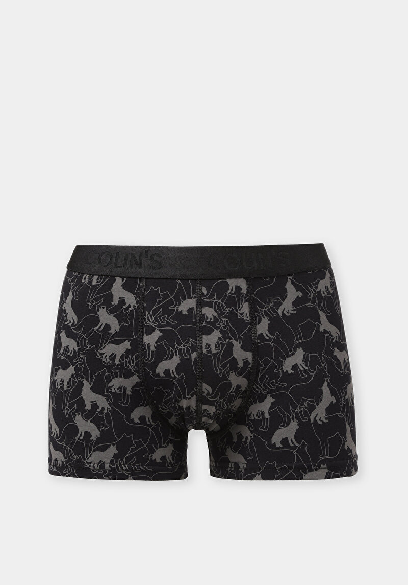 Modern Fit Baskılı Erkek Gri Boxer