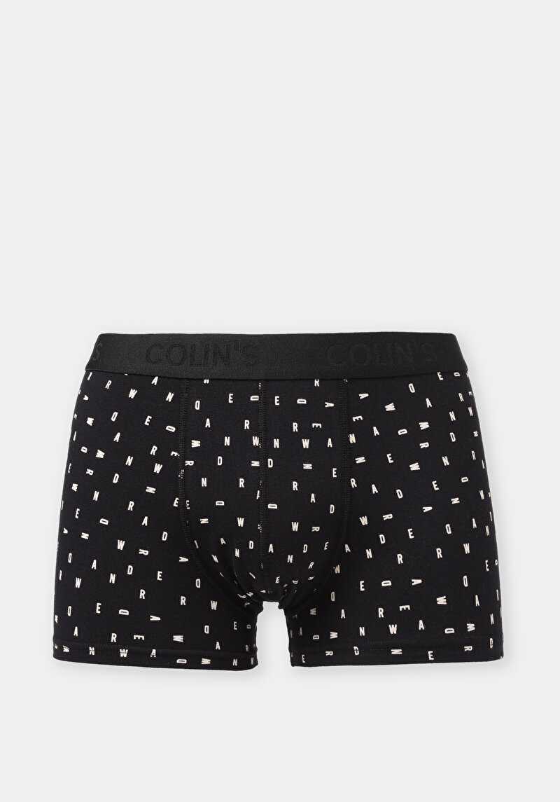 Modern Fit Baskılı Erkek Siyah Boxer