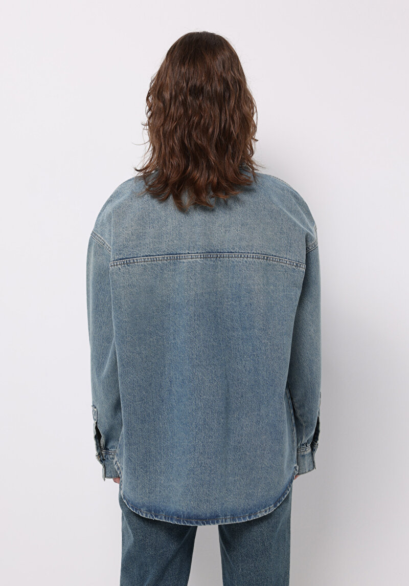 Oversize Fit Kadın Mavi Shacket