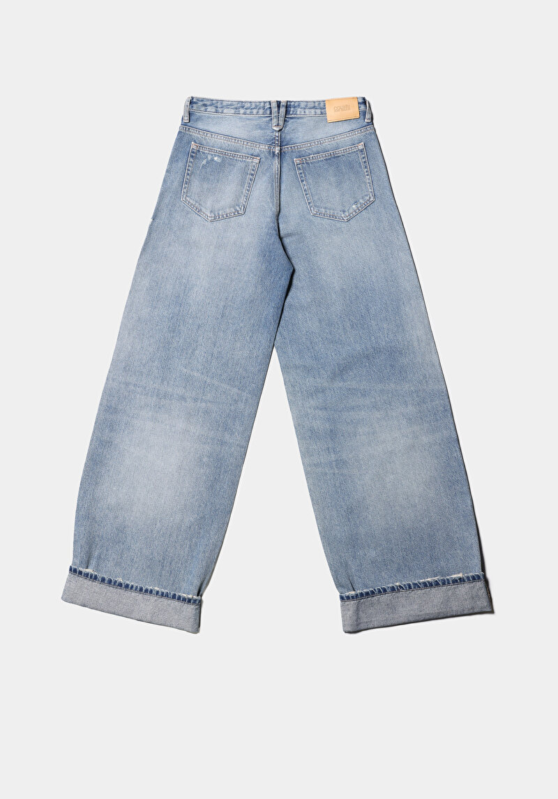 Loose Fit   Kadın İndigo Jean Pantolon