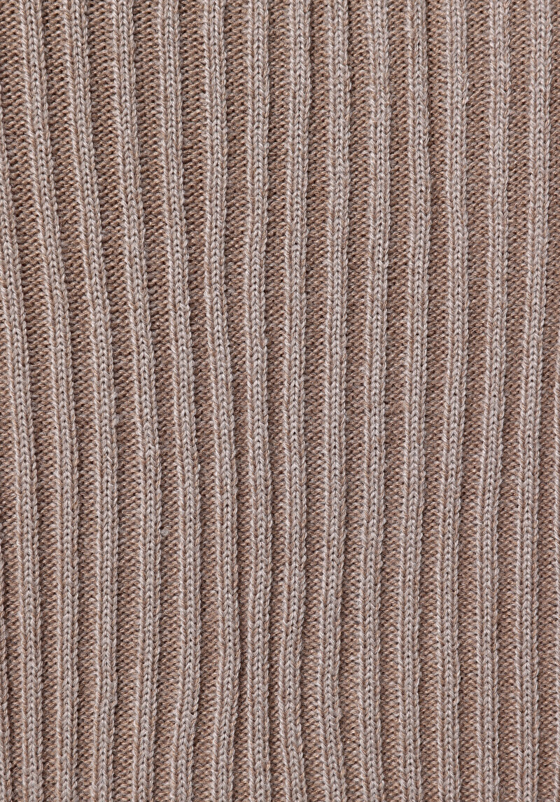 Regular Fit Yuvarlak Yaka Jakarlı Erkek Bej Kazak