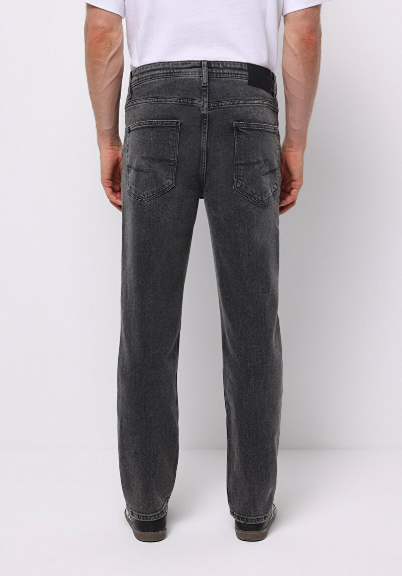 Loose Straight Fit Erkek Siyah Jean Pantolon