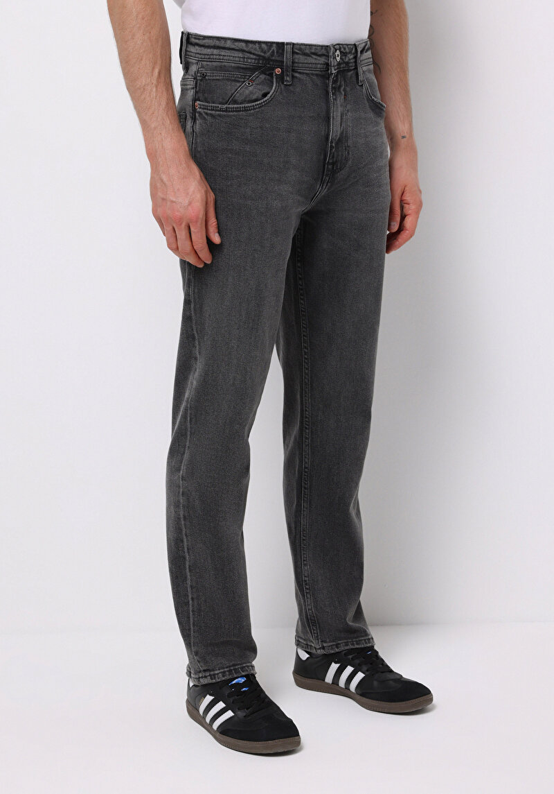 Loose Straight Fit Erkek Siyah Jean Pantolon