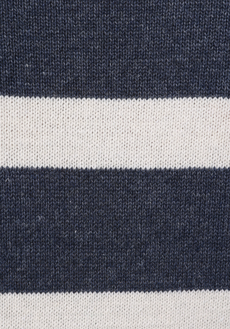 Regular Fit Yuvarlak Yaka Jakarlı Erkek Lacivert Kazak