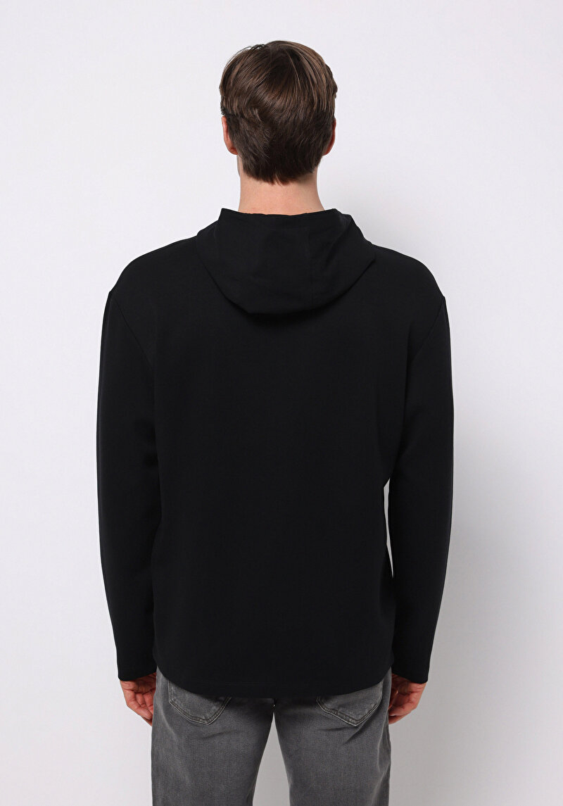 Comfort Fit Erkek Siyah Sweatshirt