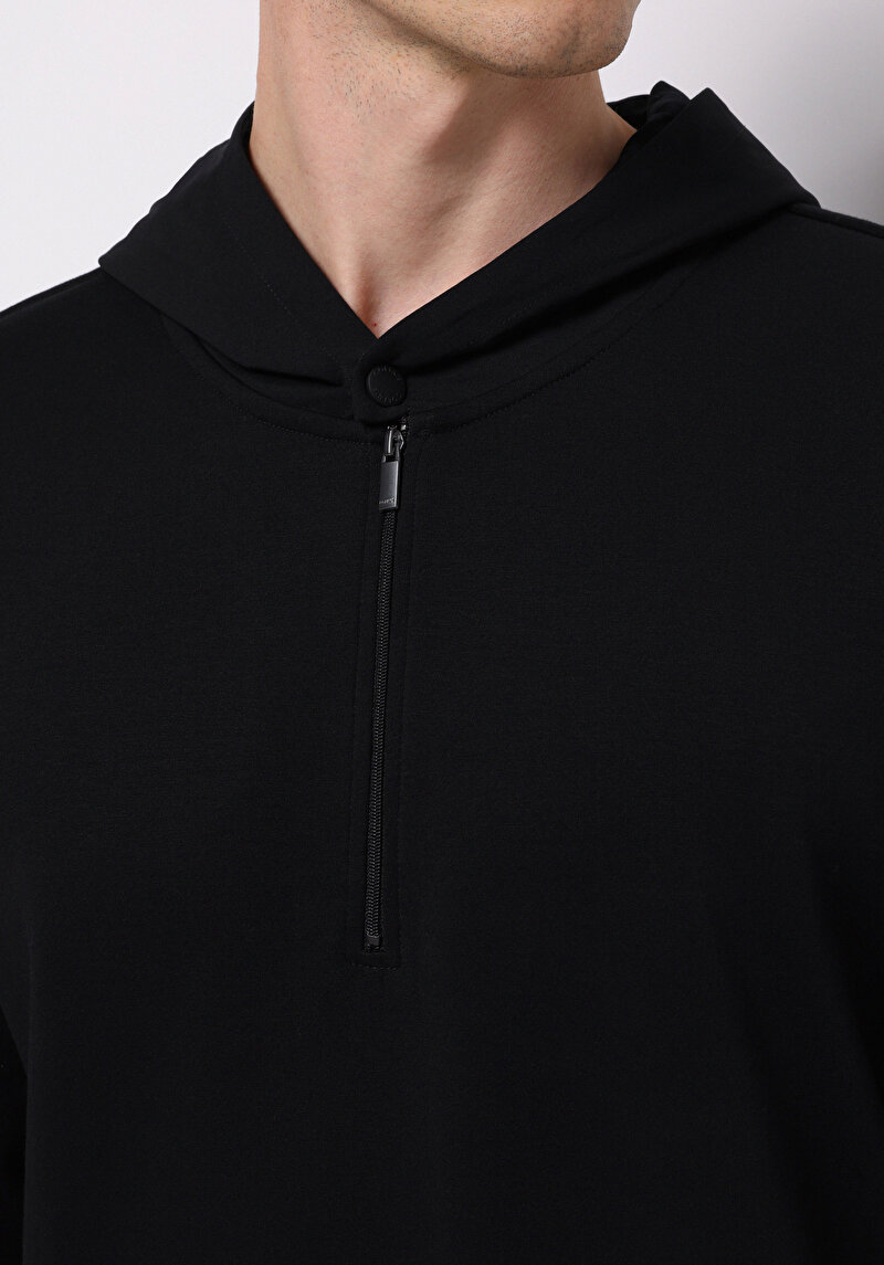 Comfort Fit Erkek Siyah Sweatshirt