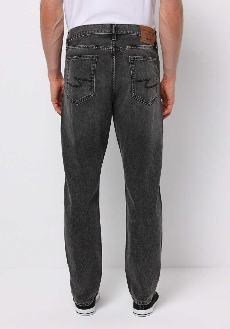 Loose Tapered Fit Erkek Siyah Jean Pantolon