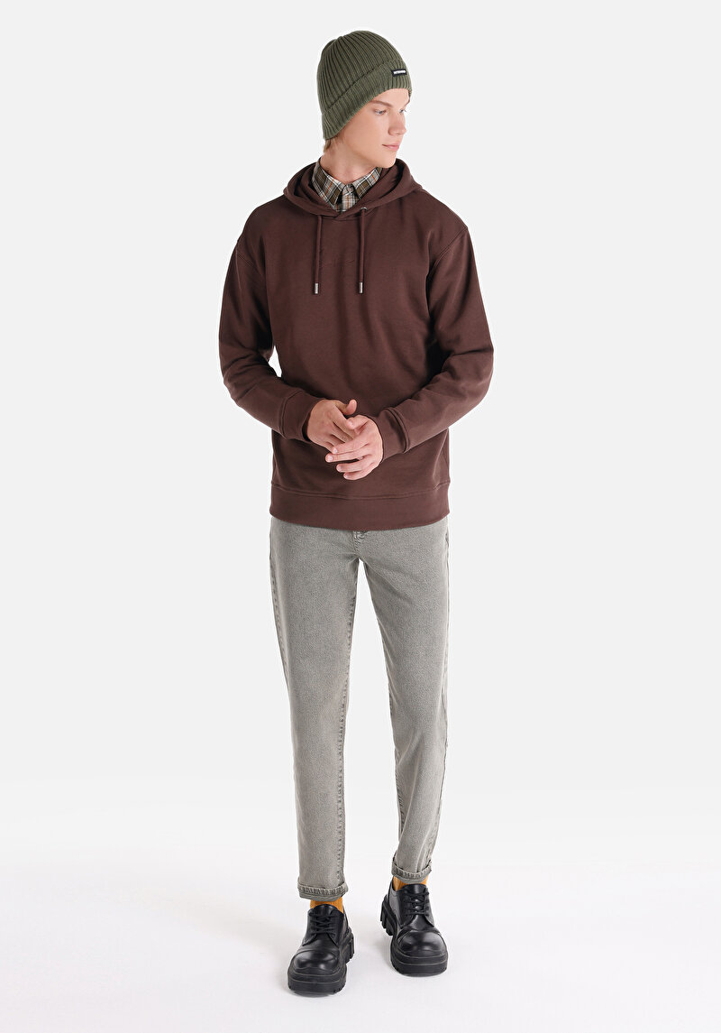 Comfort Fit   Erkek Kahverengi Sweatshirt
