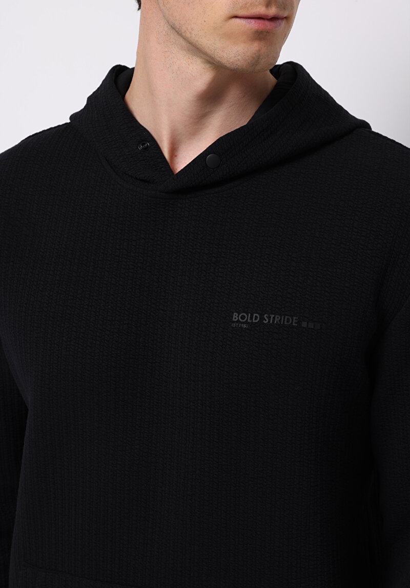 Comfort Fit Erkek Siyah Sweatshirt
