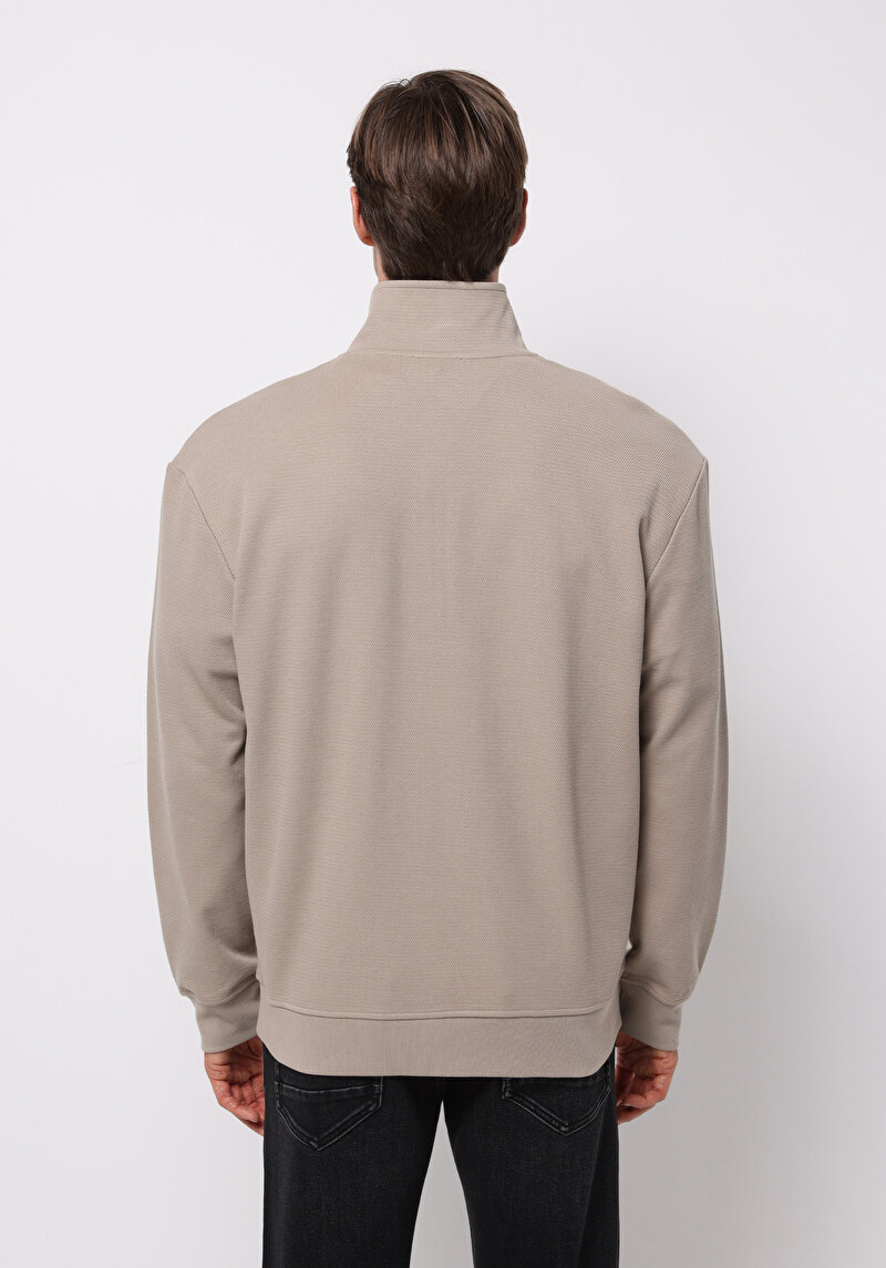 Comfort Fit   Erkek Bej Sweatshirt