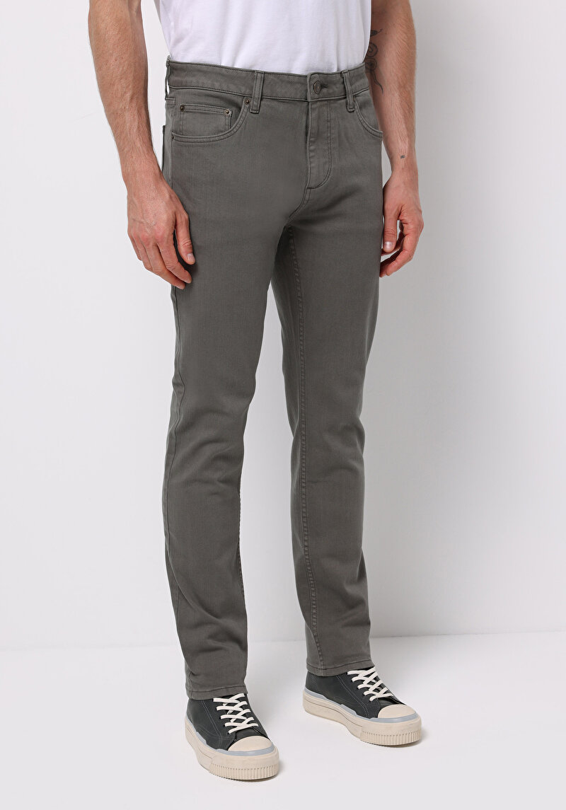 Straight Fit Orta Bel Düz Paça Erkek Yeşil  Pantolon