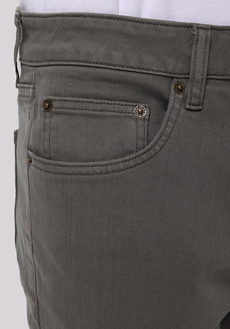 Straight Fit Orta Bel Düz Paça Erkek Yeşil  Pantolon