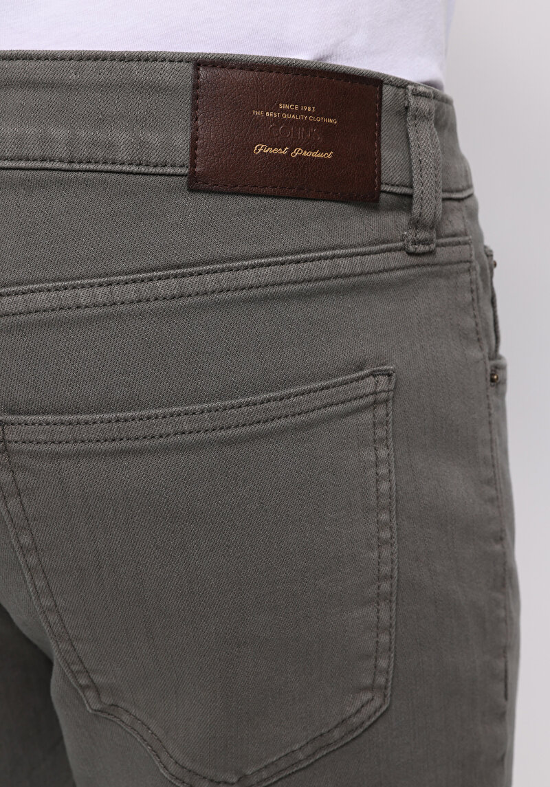 Straight Fit Orta Bel Düz Paça Erkek Yeşil  Pantolon