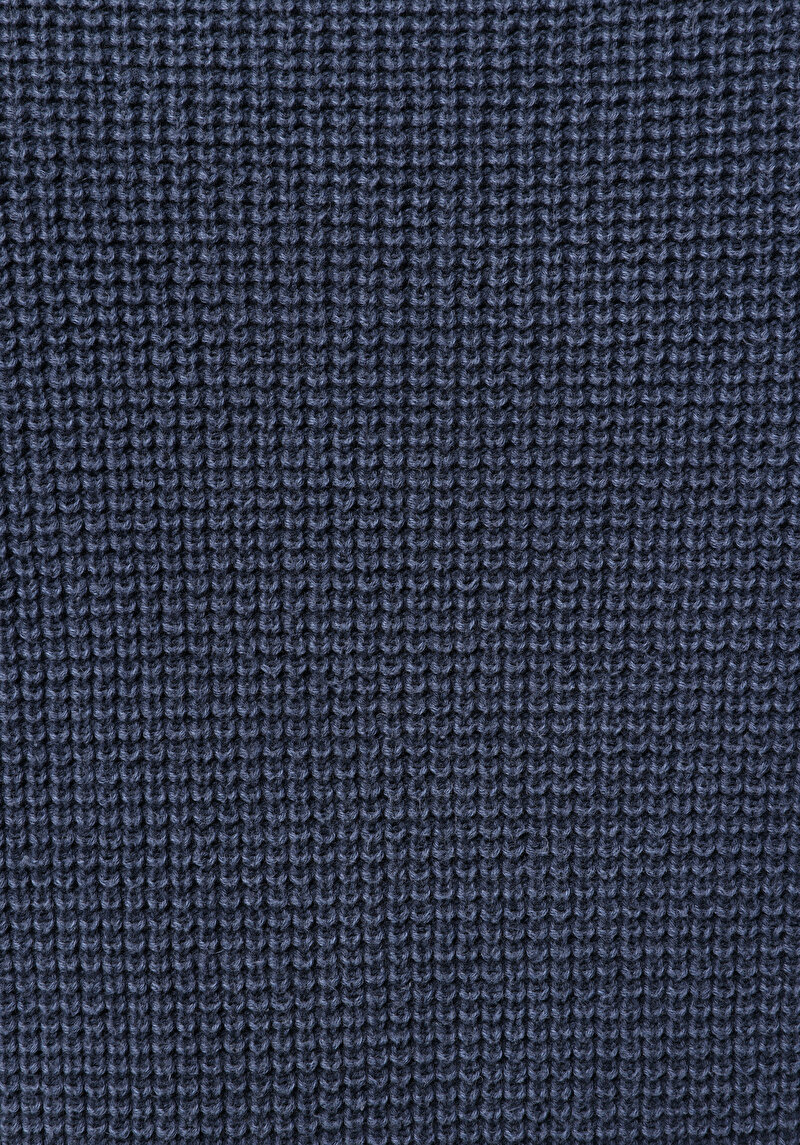 Regular Fit Yuvarlak Yaka Jakarlı Erkek Mavi Kazak