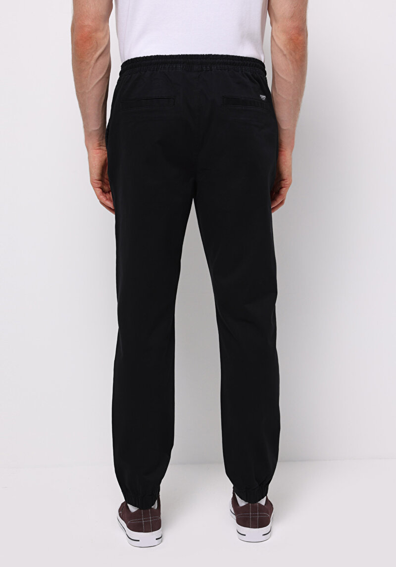 Cargo Fit Orta Bel Lastikli Paça Erkek Siyah Pantolon