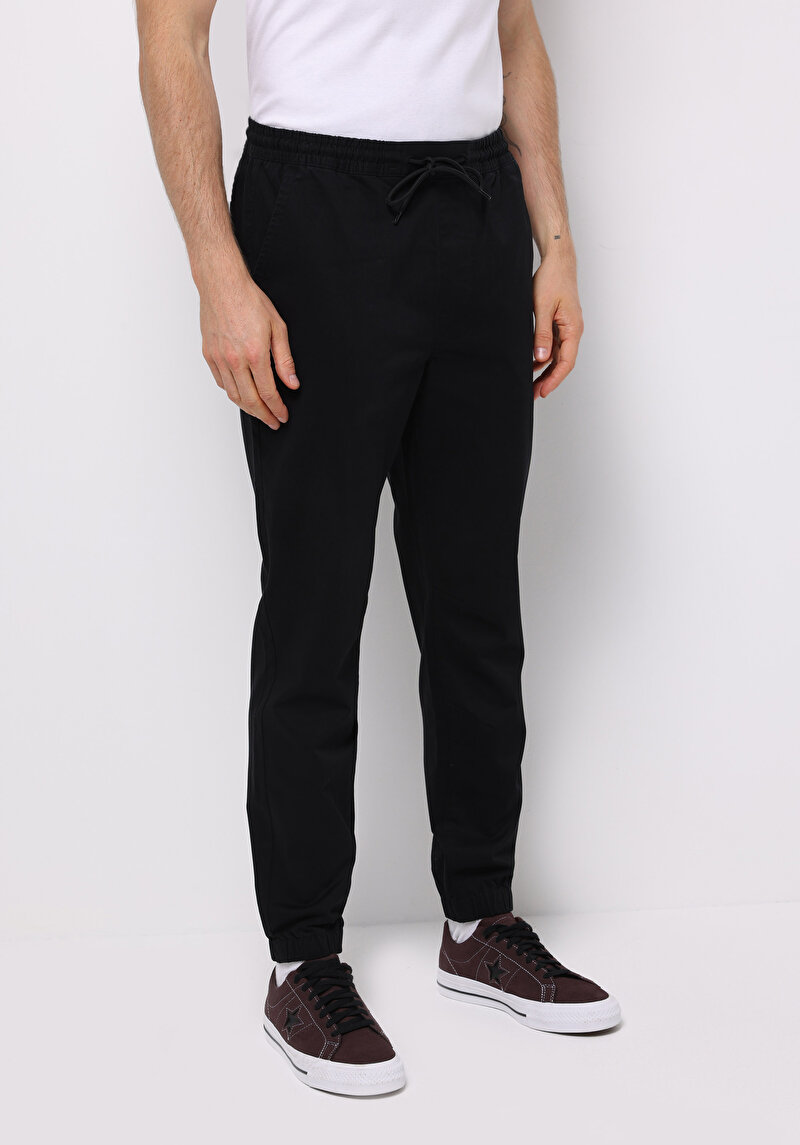 Cargo Fit Orta Bel Lastikli Paça Erkek Siyah Pantolon