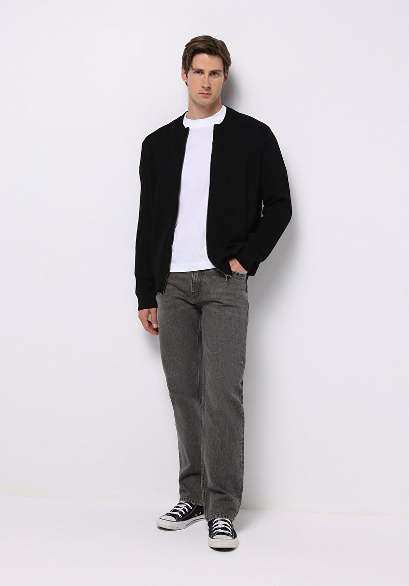 Regular Fit Erkek Siyah Hırka