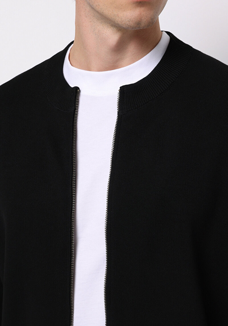 Regular Fit Erkek Siyah Hırka