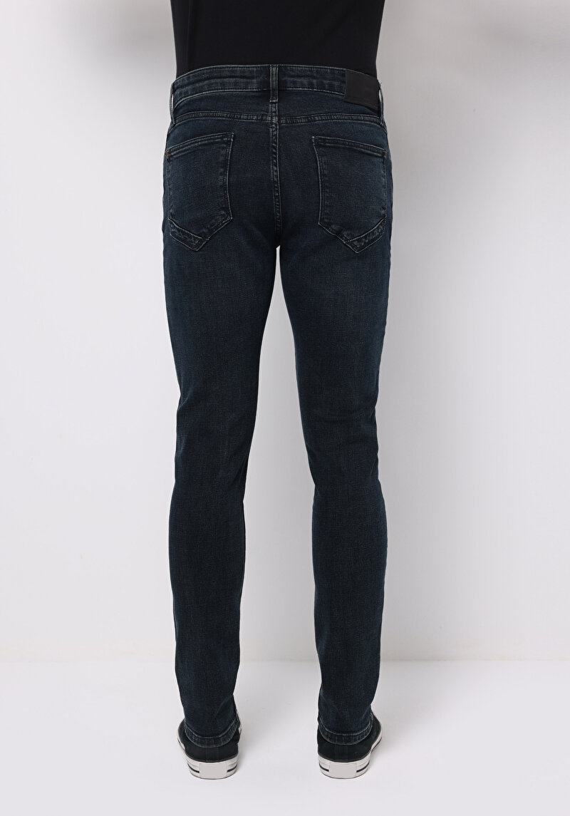 Slim Fit Erkek Koyu İndigo Jean Pantolon