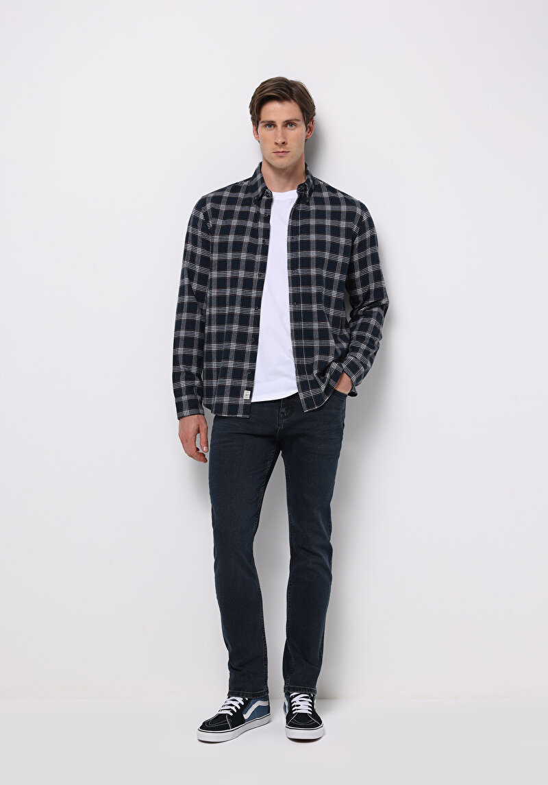 Regular Fit   Erkek İndigo Jean Pantolon