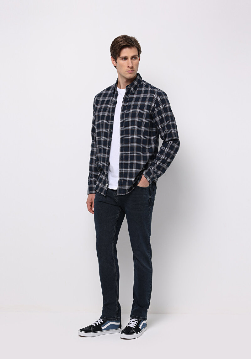 Regular Fit Erkek İndigo Jean Pantolon