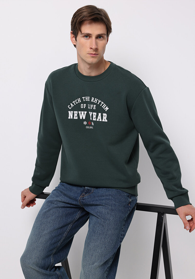 Comfort Fit   Erkek Yeşil Sweatshirt