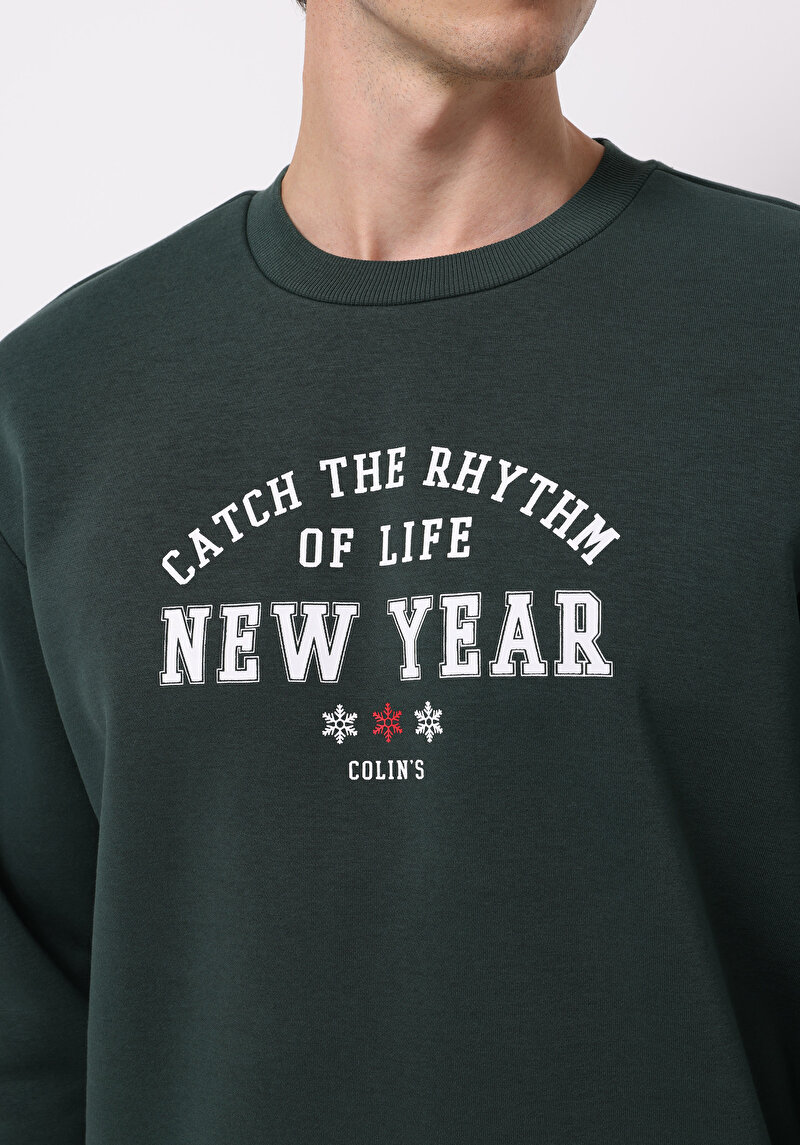 Comfort Fit Erkek Yeşil Sweatshirt