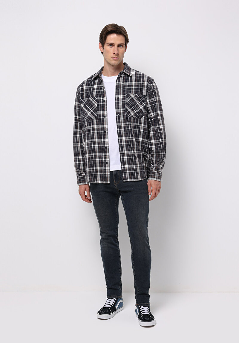 Slim Fit Erkek Lacivert Jean Pantolon