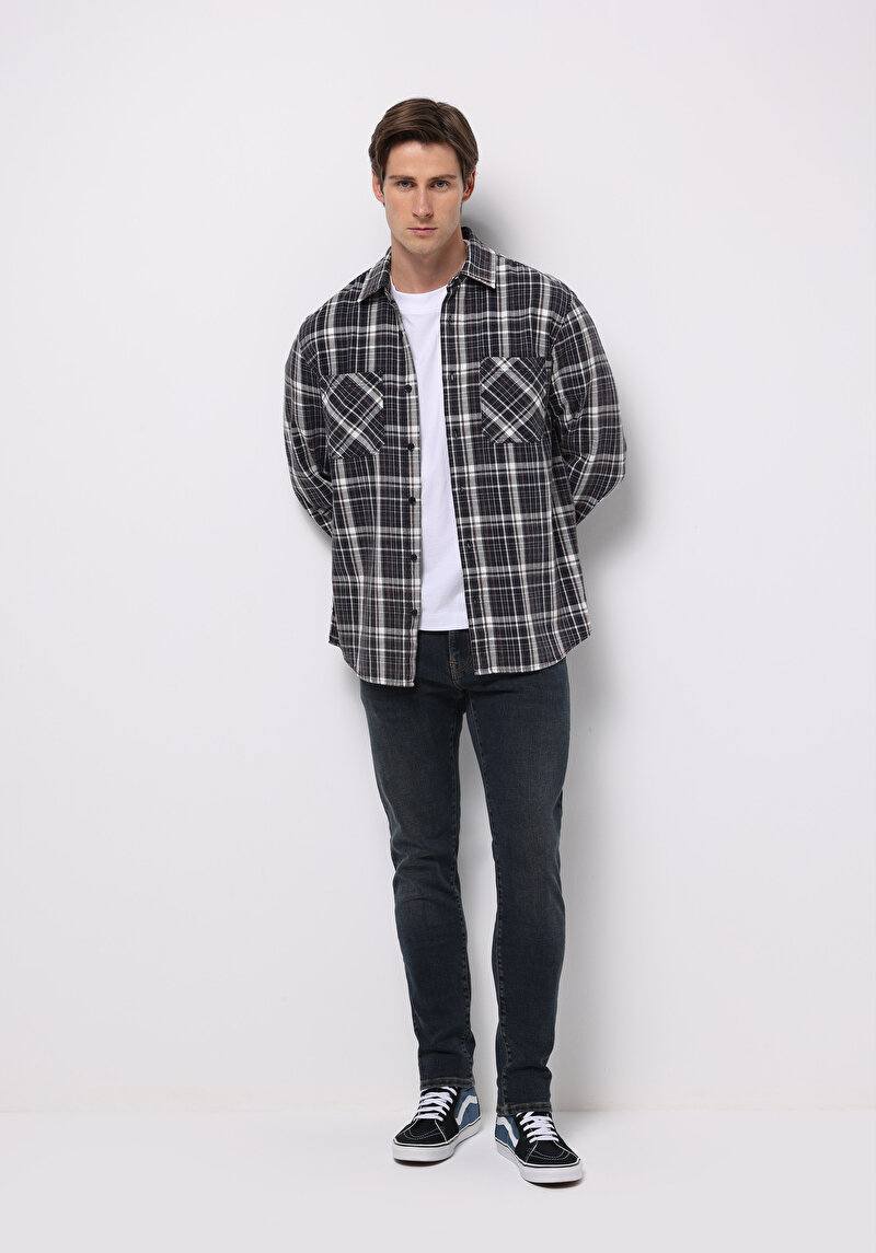 Slim Fit   Erkek Lacivert Jean Pantolon