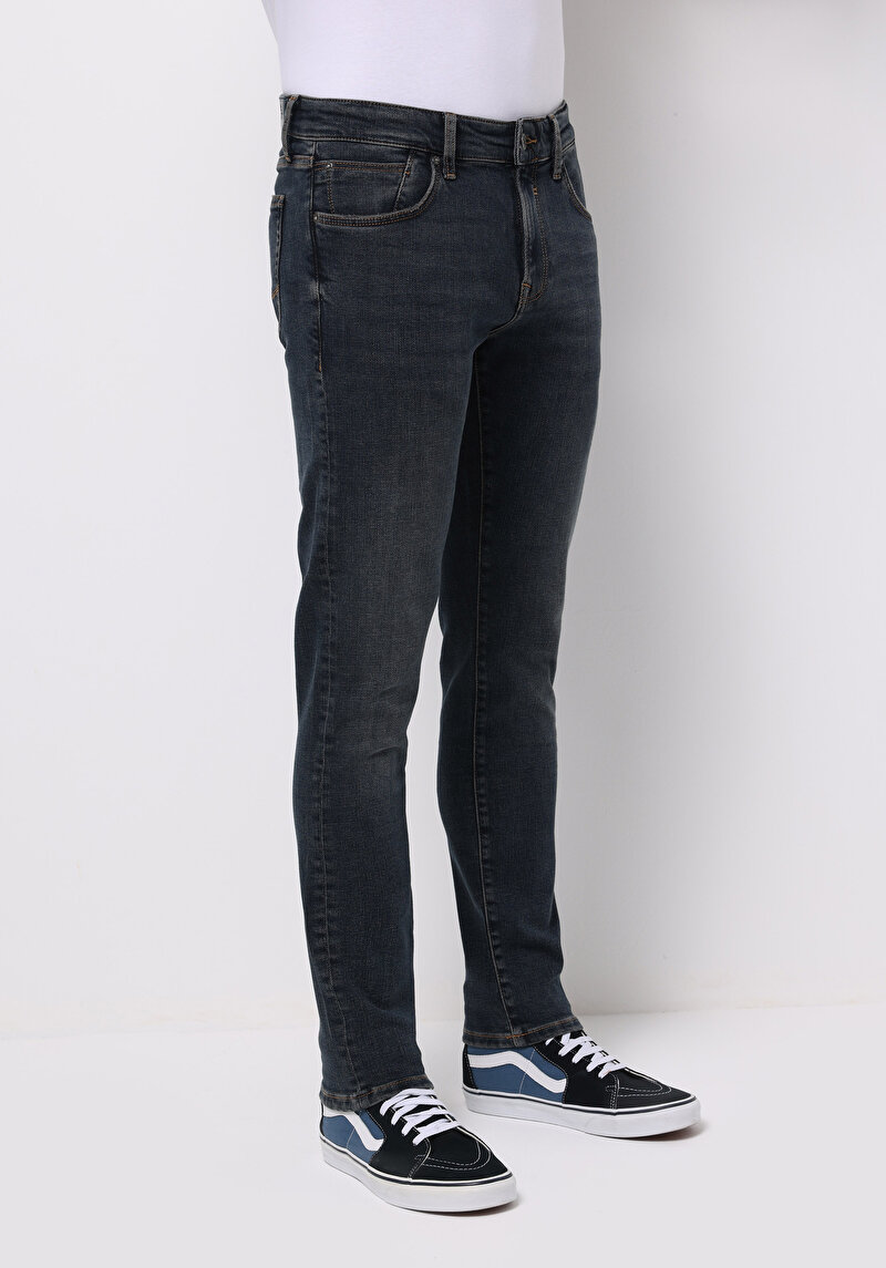 Slim Fit Erkek Lacivert Jean Pantolon