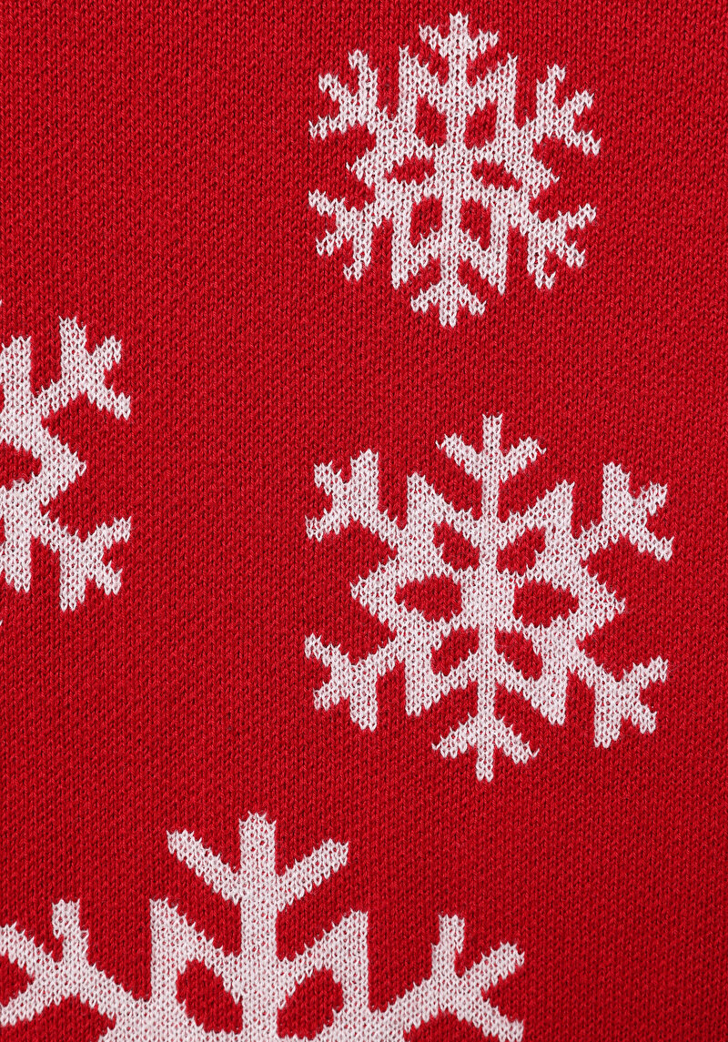 Regular Fit Yuvarlak Yaka Jakarlı Erkek Kirmizi Kazak