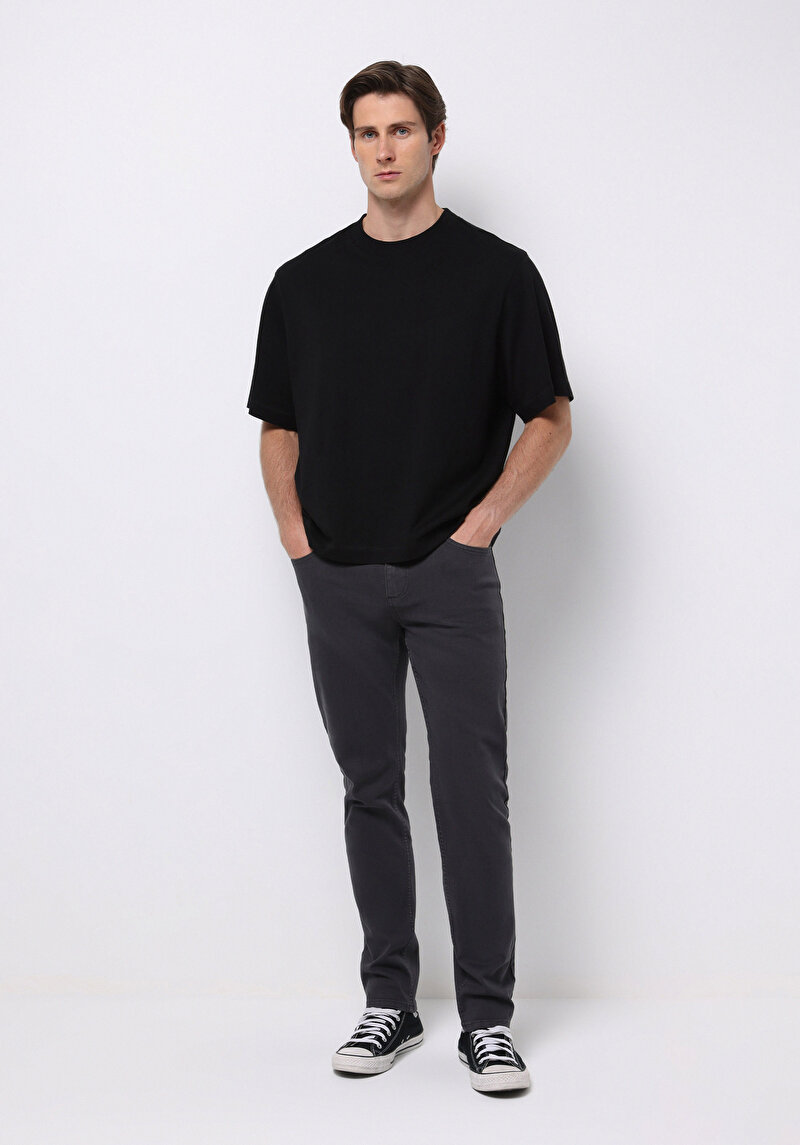 Straight Fit Orta Bel Düz Paça Erkek Antrasit  Pantolon