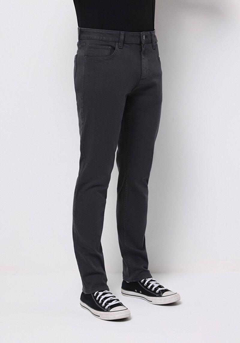 Straight Fit Orta Bel Düz Paça Erkek Antrasit Pantolon