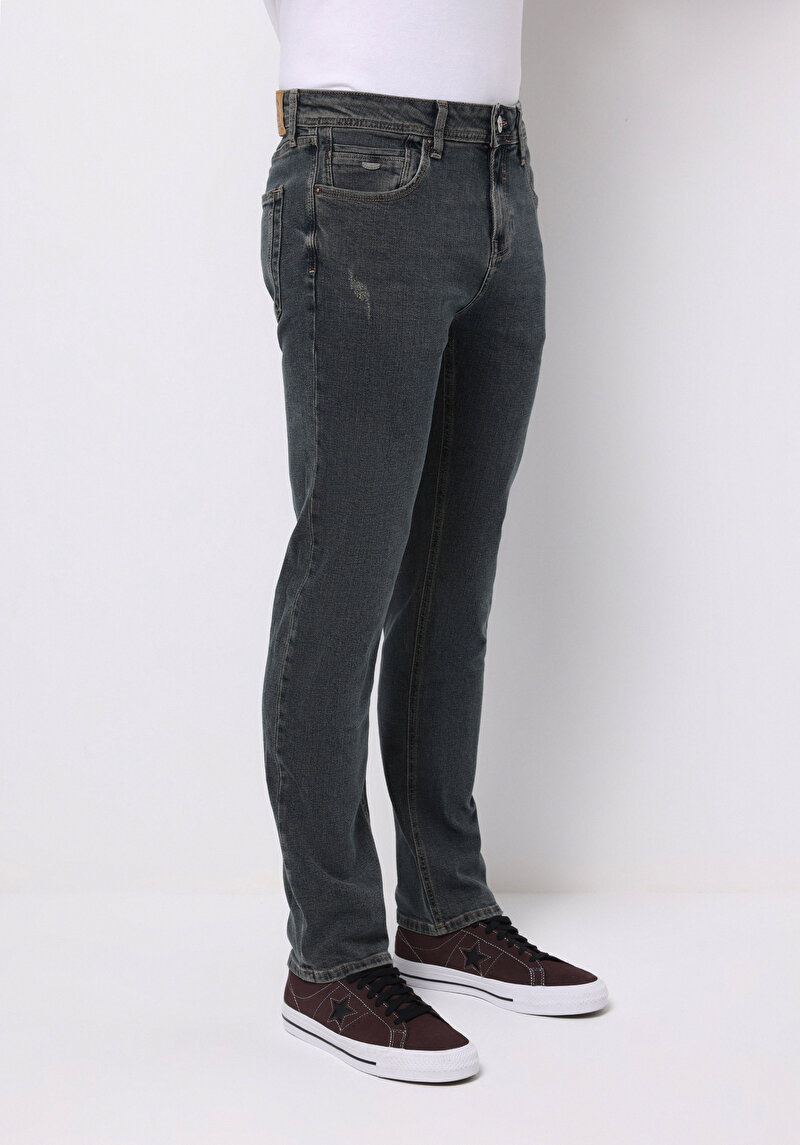 Straight Fit Erkek İndigo Jean Pantolon