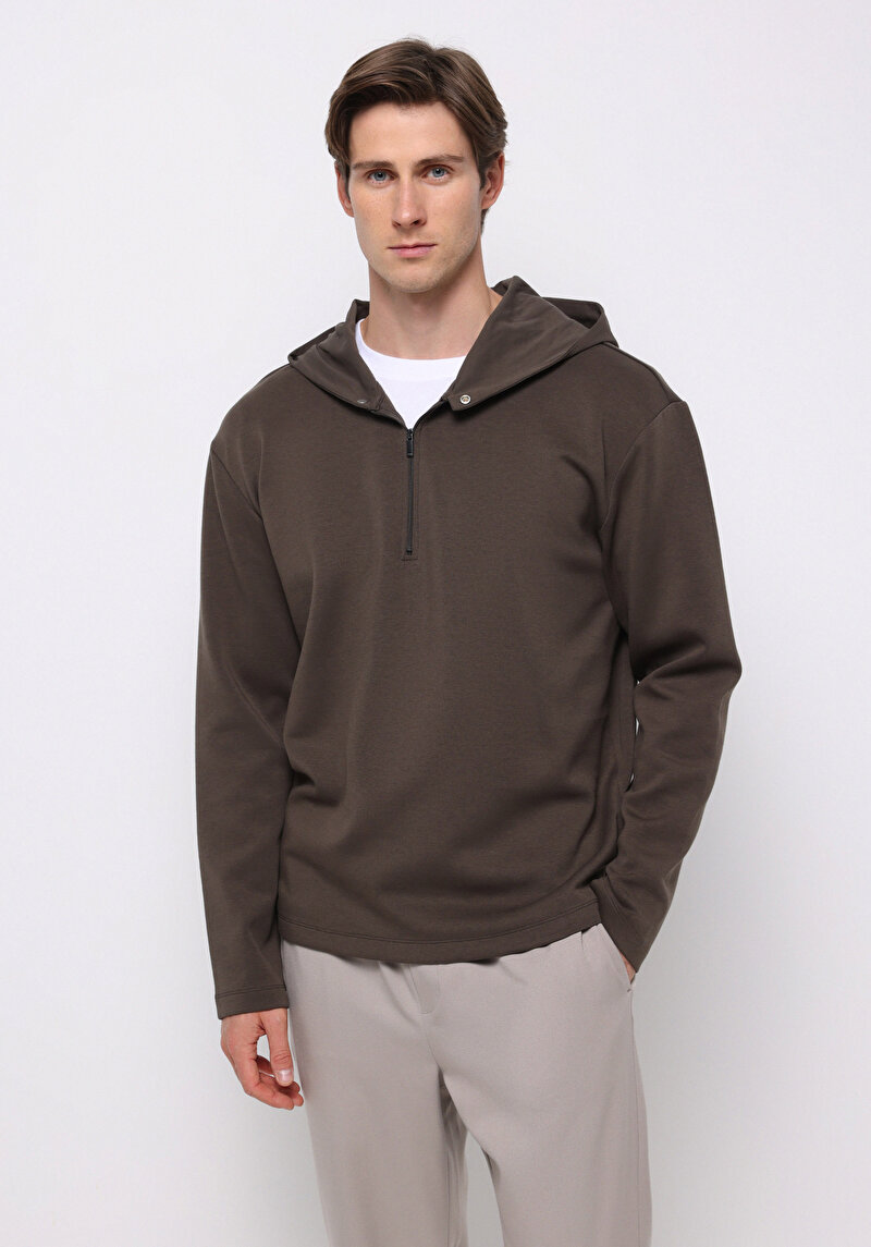 Comfort Fit Erkek Gri Sweatshirt