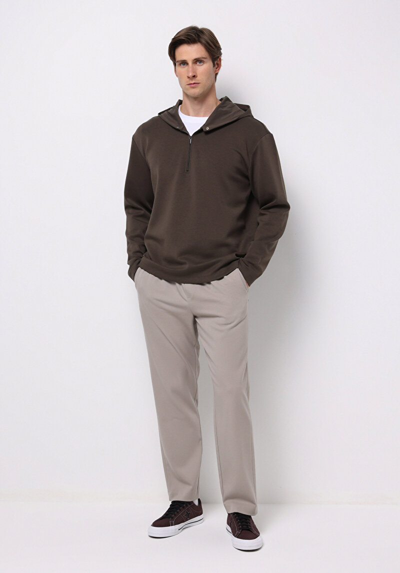 Comfort Fit Erkek Gri Sweatshirt