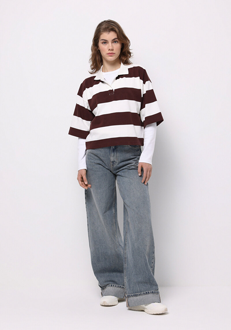 Loose Fit Kadın İndigo Jean Pantolon