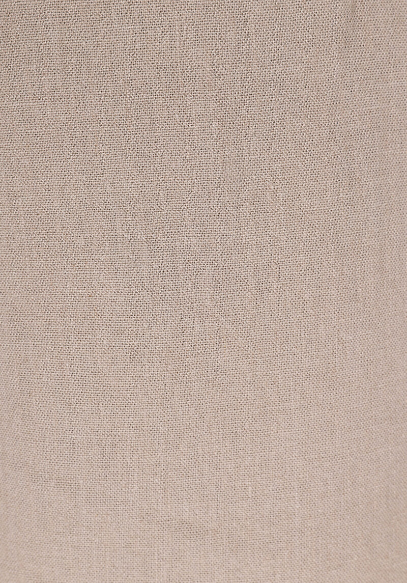 Regular Fit Orta Bel Düz Erkek Bej Şort