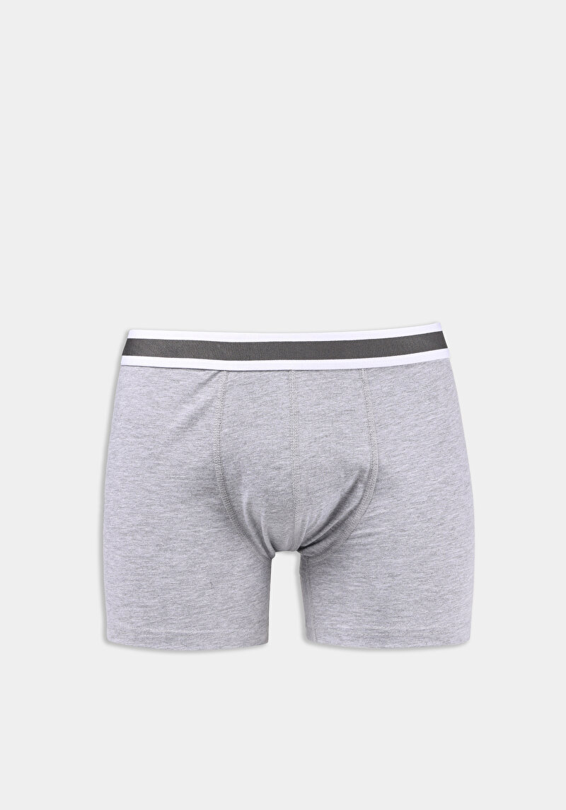 Modern Fit Düz Erkek Gri Boxer