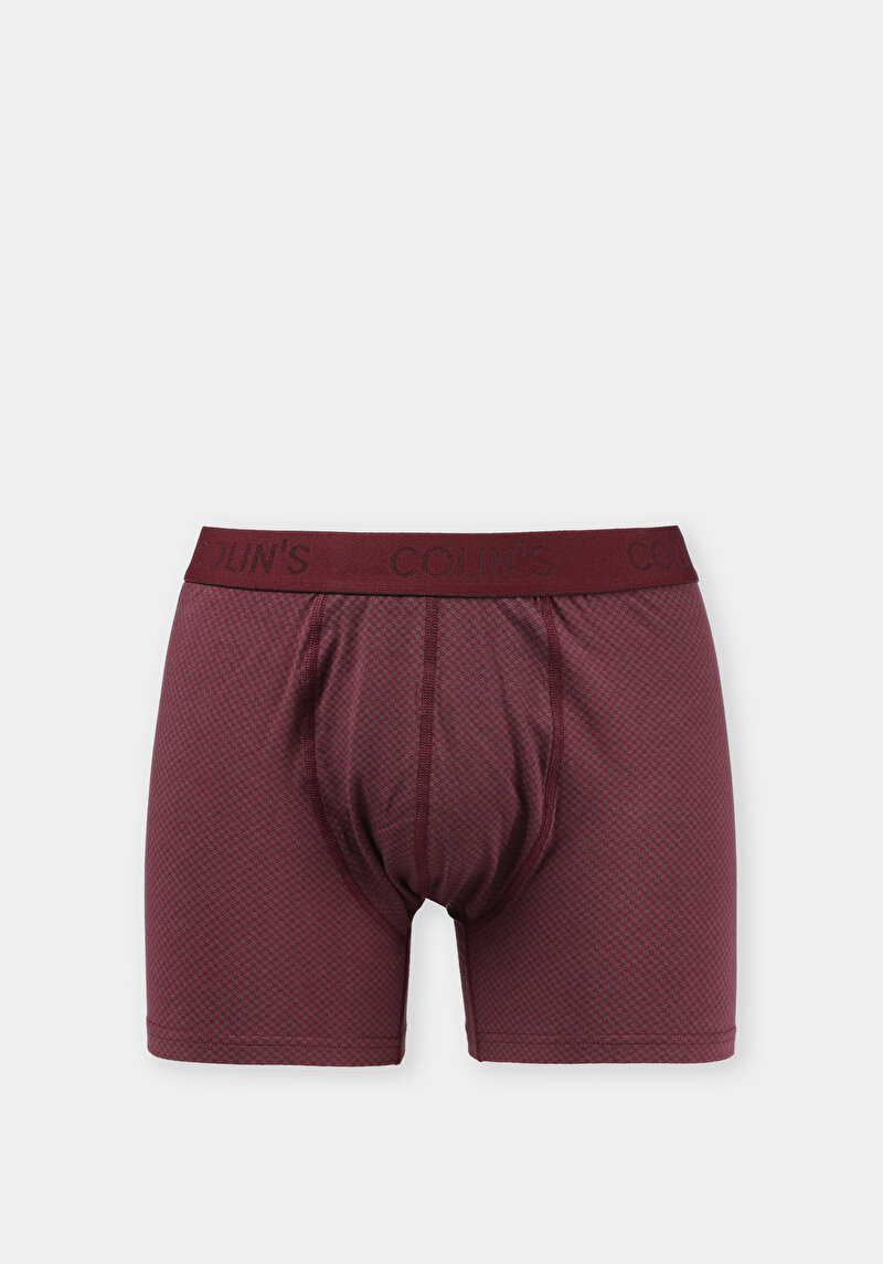 Modern Fit Baskılı Erkek Bordo Boxer